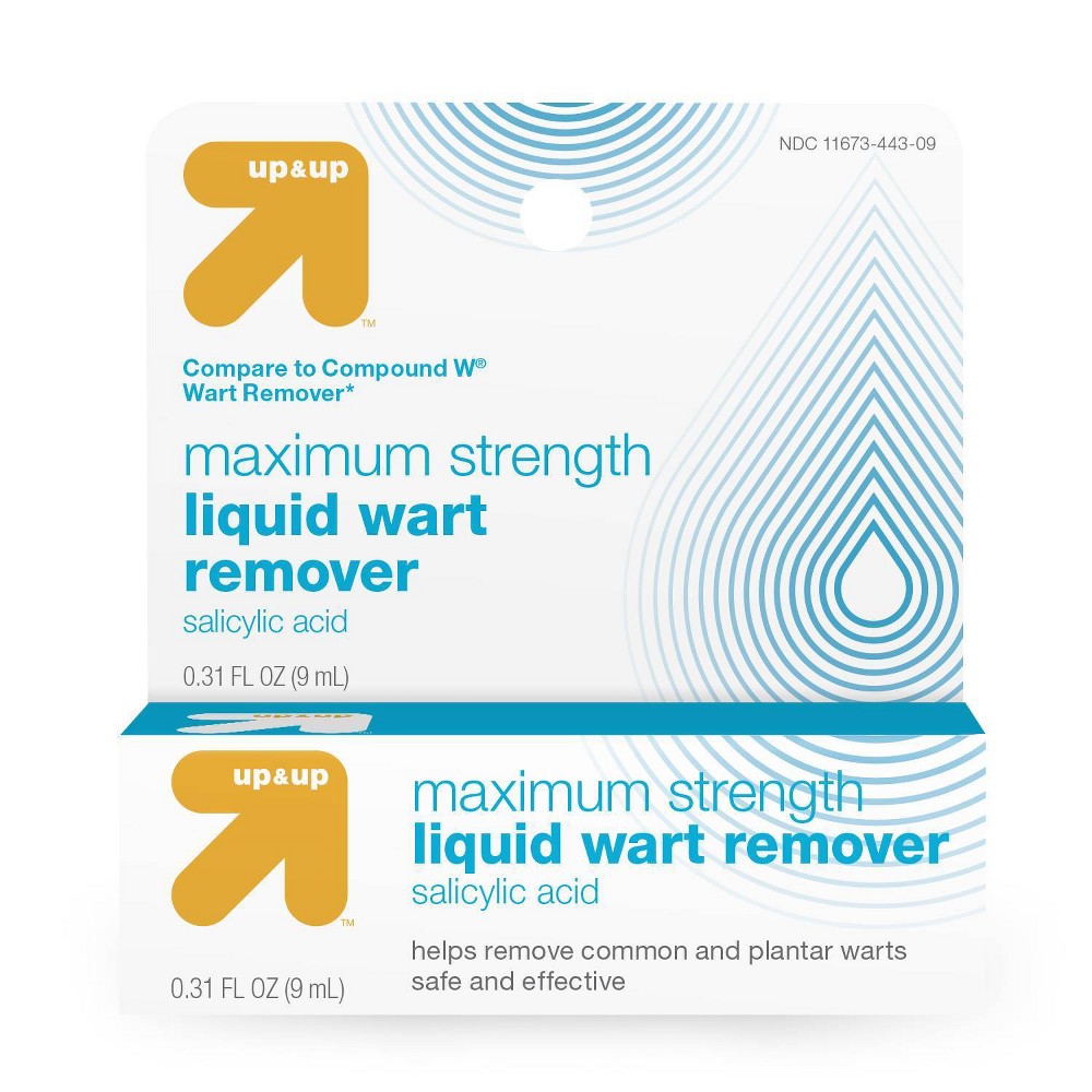 Liquid Wart Remover - 0.31oz - up & up Safely remove annoying warts with the Maximum Strength Liquid Wart Remover from up and up. This safe and effective formula uses salicylic acid to remove common and plantar warts. Apply to warts to reduce their size and appearance before eventually eliminating them completely. 100percent Satisfaction Guaranteed. If you’re not satisfied with any Target Owned Brand item, return it within one year with a receipt for an exchange or a refund. Age Group: adult.