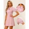INSPIRE CHIC Women's Bow Tie Keyhole Neck Puff Sleeve Elegant Work Dress - 2 of 4