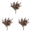 Vickerman 14" Artificial Green and Red Mini Jade Leaf Bush Pick. UV Coated, Set of 3 - 3 of 4