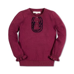 Hope & Henry Girls' Long Sleeve Ruffle Sweater Henley, Infant - 1 of 4