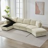 NicBex Modern 146.9" Pull Out Sofa Bed Linen Convertible Sleeper Sofa with Storage Ottoman and Chaise for Living Room - 3 of 4