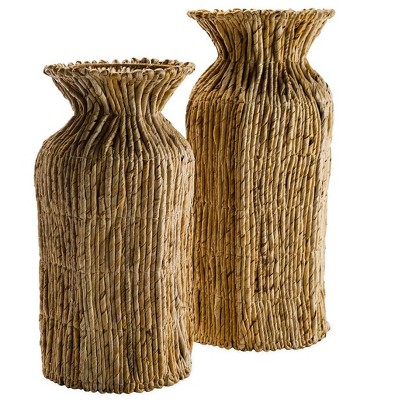 VivaTerra Manila Hemp Hand-Woven Vase, Set of 2