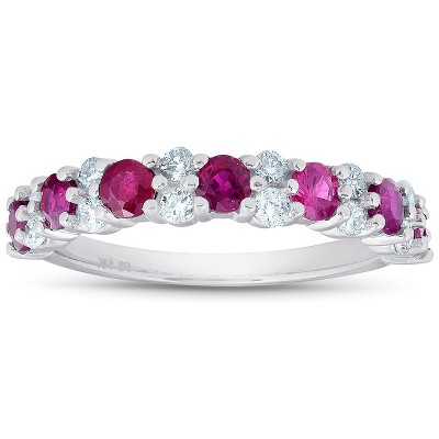 Pompeii3 1 1/2 Ct Ruby & Diamond Wedding Ring 14k White Gold