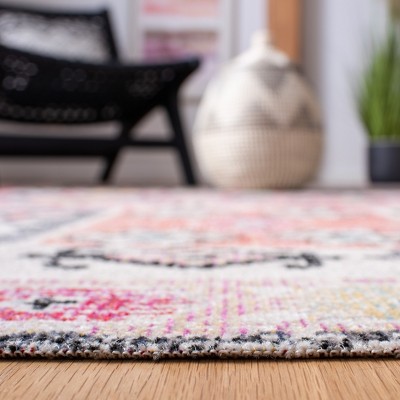 Aqua Fuchsia Medallion 79" Square Easy-Care Outdoor Rug