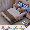 Hausource Floating Bed Frame with LED, Storage Headboard, Charging Station, No Box Spring Needed - 4 of 4