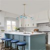 PAKOKULA 5-Light Gold Sputnik Chandelier with Blue Gradient Globe Glass Shades, Modern Curved Arm Fixture for Kitchen Island, 41.3 in. Wide - 4 of 4