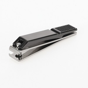 Unique Bargains Foldable Large Flat Mouth Nail Clipper Bright Black Silver Tone 1 Pc - 1 of 4