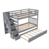 NicBex Twin Size Loft Bunk Bed with L-Shaped Desk, Modern Metal Bed Frame with Ladder and Guardrails for Bedroom - 3 of 4