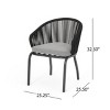 Coolbibila Modern Outdoor Fabric Upholstered Patio Armrest Dining Chairs Set of 2,Metal Patio Garden Lounge Armchair,Woven Rope Back Club Chair - 4 of 4