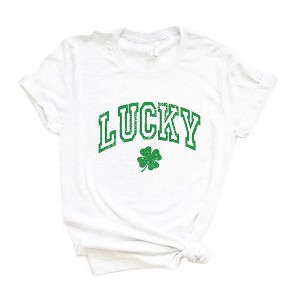 Simply Sage Market Women's Lucky Clover Distressed Short Sleeve Graphic Tee - 1 of 4