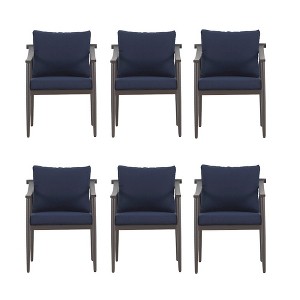 New Classic Furniture,Moana Metal Patio Side Chair in Brown/Blue (Set of 6) - 1 of 4