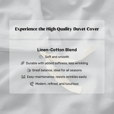 King Dark Gray Linen Cotton Duvet Cover Set