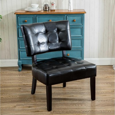 CAVINAS Leather Accent Chair with Mid-Height Tufted Backrest,Modern Upholstered Living Room Chairs,Reading Chairs for Living Room