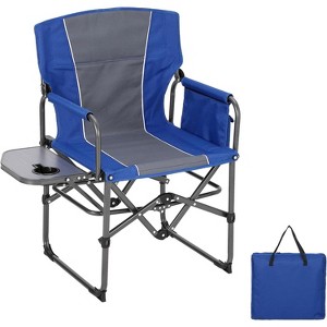 Oversized Camping Director Chair Portable Folding Lawn Chair for Adults with Side Table Storage Pouch Heavy Duty Capacity for Picnic Concert Black - 1 of 4
