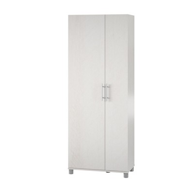 Ivory Oak Tall Freestanding Storage Cabinet with Adjustable Shelving