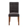 Set of 2 Chanay Button Tufted Linen Dining Chair Charcoal - Inspire Q: Elegant Armless Kitchen Seating, Wood Legs, Foam Cushion - 3 of 4