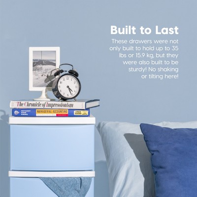Slim White and Blue Plastic 4-Drawer Storage Cart