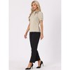 INSPIRE CHIC Women's Bow Tie Neck Solid Color Elastic Cuffs Elegant Office Short Sleeve Blouse - 3 of 4