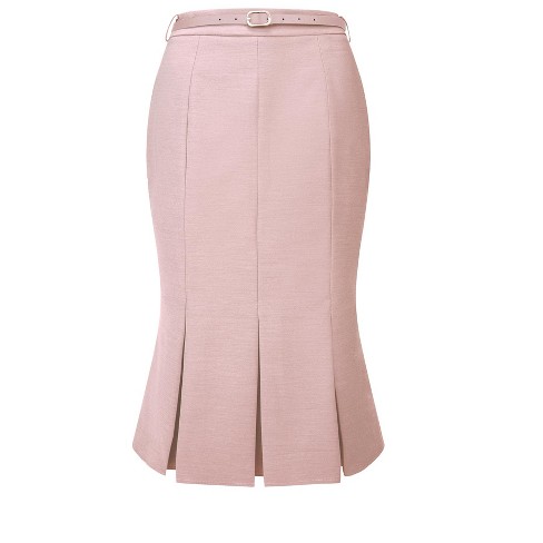 Hobemty Women s Elegant Below Knee Length Fishtail Skirt With Belt Pink Medium Target