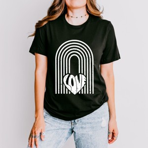 Simply Sage Market Rainbow Love Heart Distressed Short Sleeve Tee - 1 of 4