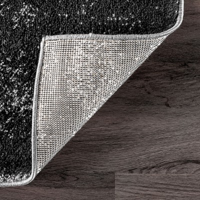 Black Abstract Reversible 4' x 6' Synthetic Area Rug
