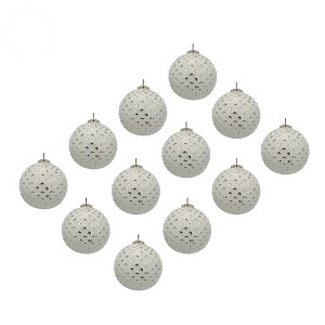 NAYSAYE Party Decoration and Accessories Set of 12 Glass Christmas Ball Hanging Ornament for Holiday Celebration, White, 3.3"*3.3"*0.22" - 1 of 4