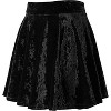 Women's Vintage Velvet Skater Skirt - Stretchy Flared Mini A-Line Skirt Black-series 2 - 2 of 4