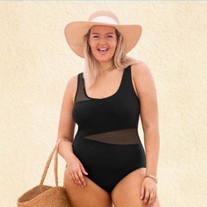 Women's Chic Mesh Inserts Plus Size One-Piece Swimsuit -Cupshe - 1 of 4