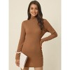 Seta T Women's Fall Winter Mock Neck Cut Out Back Long Sleeve Cable Knit Bodycon Mini Dress - 3 of 4