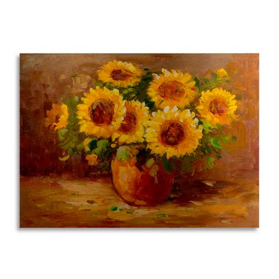 Masters Fine Art 'Sunflowers Still Life' Floating Brushed Aluminum Art