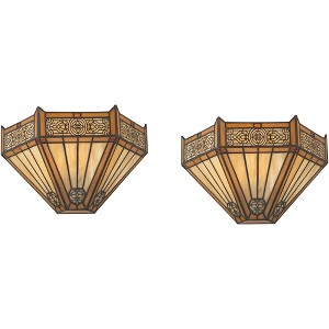 Robert Louis Tiffany Stratford 7 1/2"H Art Glass Wall Sconce Set of 2 - 1 of 4