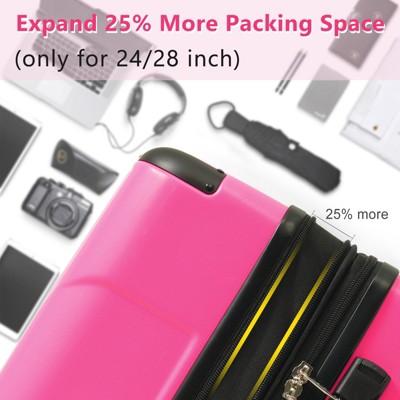 Vynxaria 3-Piece 20/24/28" Travel Luggage Set Rose Red ABS Expandable with Double Spinner Wheels TSA Lock