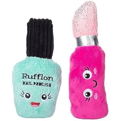 Fringe Studio Plush Dog Toy Set with Treat Pockets for Interactive Play, Wake Up and Make Up, 2 Piece Set, Pet Shop Collection (124010)