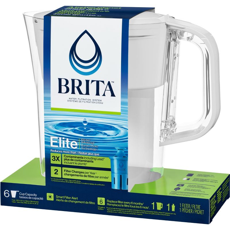 Brita Water Filter 6 Cup Denali Water Pitcher Dispenser with Elite Water Filter, 4 of 12