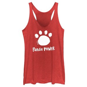 Women's Turning Red Panda Power Paw Print Racerback Tank Top - 1 of 4