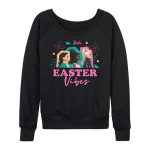 Women's - Barbie - Easter Lightweight French Terry Wide Neck Long Sleeve Shirt - 1 of 4