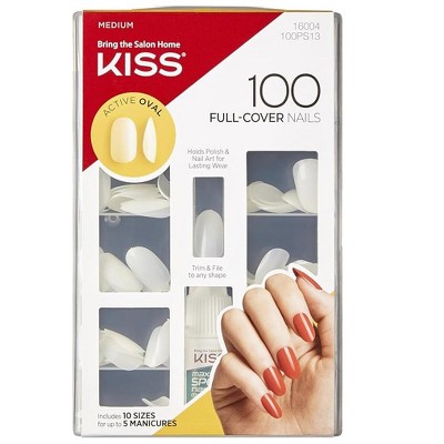 Kiss Products 100 Full Cover Nails, Active Oval, 0.24 Pound / 3.8 Ounce, 3.8 oz