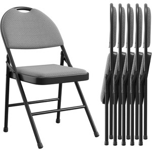 4 Pack Fabric Padded Folding Chairs, Commercial Metal Folding Chair with Padded Back, 350 Lbs Weight Capacity Comfortable Foldable Chair for Indoor - 1 of 4
