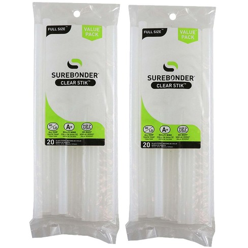 Surebonder Made in the USA All Purpose Stick Glue Sticks-All  Temperature-Clear 7/16 D, 10 L Glue Stick-20 Sticks per Bag