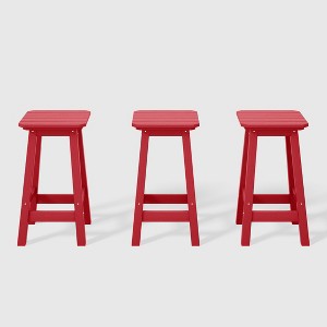 WestinTrends Malibu 24" All Weather Hdpe Outdoor Patio Square Backless Counter Stool (Set of 3) - 1 of 4