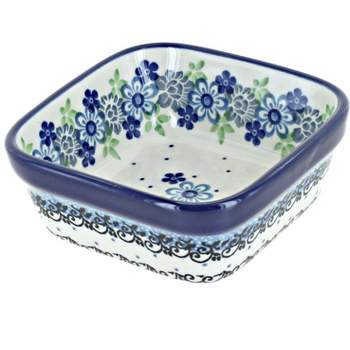 Blue Rose Polish Pottery 428 Ceramika Artystyczna Small Square Dish