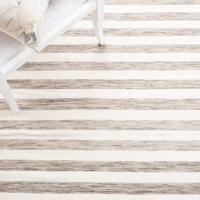 Ivory and Brown Wool Flat Woven 8' x 10' Area Rug