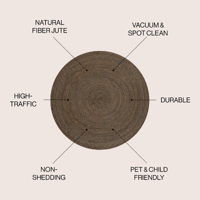 Zara Braided Brown Jute Round 4' Area Rug