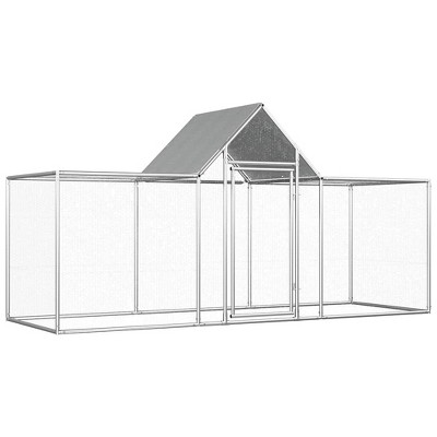vidaXL Chicken Cage Walk-in Chicken Coop Pen Poultry Cage Galvanized Steel