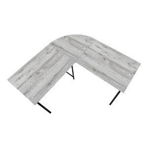 Vynxaria 55" L-Shaped Corner Computer Desk Grey Laminate Black Metal Modern Workstation for Home Office - 1 of 4