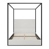 Queen/King Size Canopy Bed Metal 4-Poster Bed Frame with Tall Corduroy Upholstered Headboard, Beige+Gold/Black+White-ModernLuxe - 4 of 4