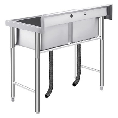 Stainless Steel Double Bowl Freestanding Utility Sink