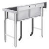 Stainless Steel Sink, Commercial Kitchen Prep & Utility Sink Free Standing Restaurant Laundry Garage Bar Workshop - 2 of 4