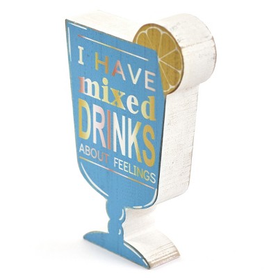 Lakeside I Have Mixed Drinks About Feelings - Novelty Wooden Block Wall Sign