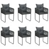 vidaXL Patio Dining Set Black Outdoor Furniture - 63" Table Length 6 Piece Set - 4 of 4